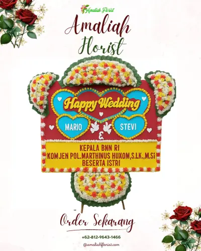 Karangan Papan Bunga Pernikahan di Buakana